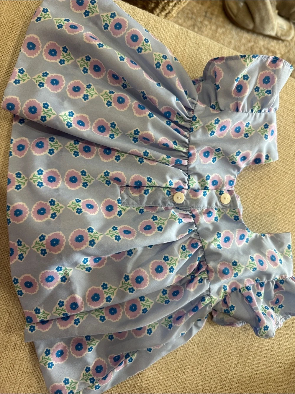 Smocked Floral Baby Matching Set - Light Blue & Pink